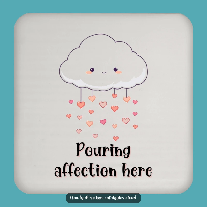 Funny Cloud Raining Hearts Coaster - Protect Surfaces with Love!