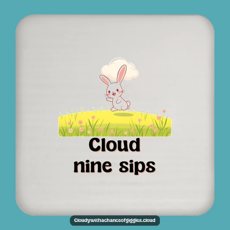 Funny Rabbit Hopping Coaster: Whimsical Cloud Protection, Sweet Funny Gift for Tables