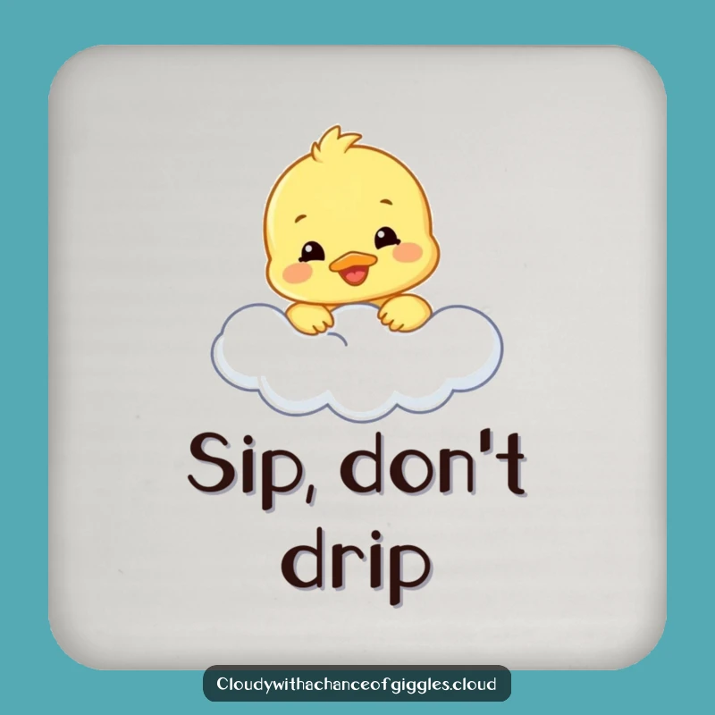 Funny Duckling Cloud Coaster: Cute Smiling Bird Drink Saver, Perfect Funny Gift