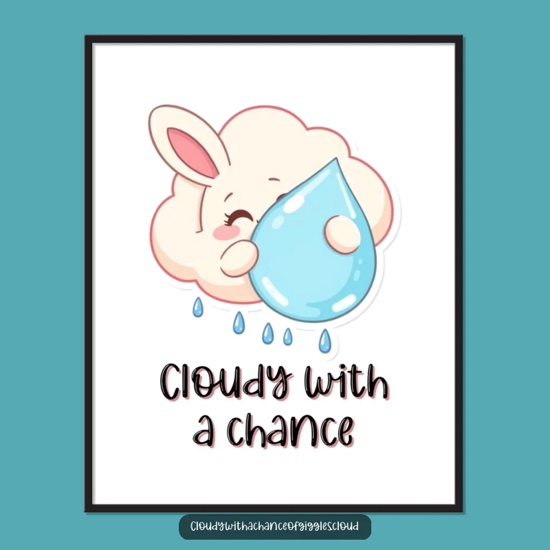 Funny Bunny Cloud Poster - Whimsical Art for a Cheerful Room