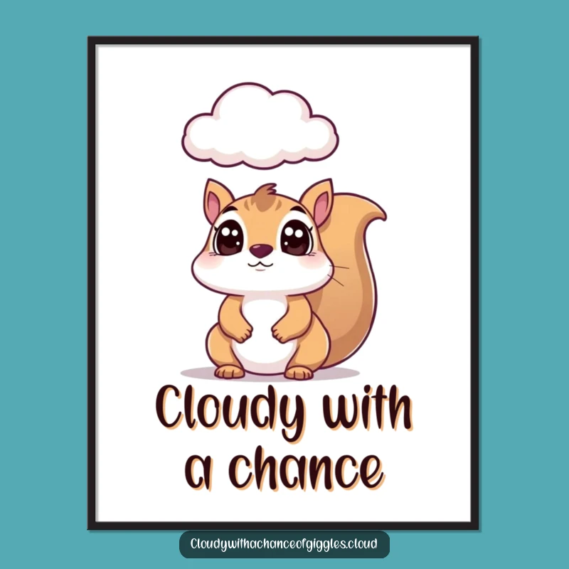 Funny Squirrel Cloud Dreamer Poster: Whimsical Wall Art & Hilarious Gift
