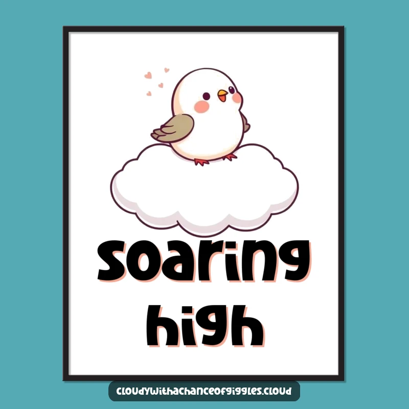 Funny Bird Cloud Poster: Whimsical Wall Art for Peaceful Homes