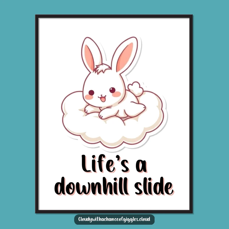 Funny Bunny Cloud Poster: Cheerful Slider Art, Excellent Funny Gift for Decor