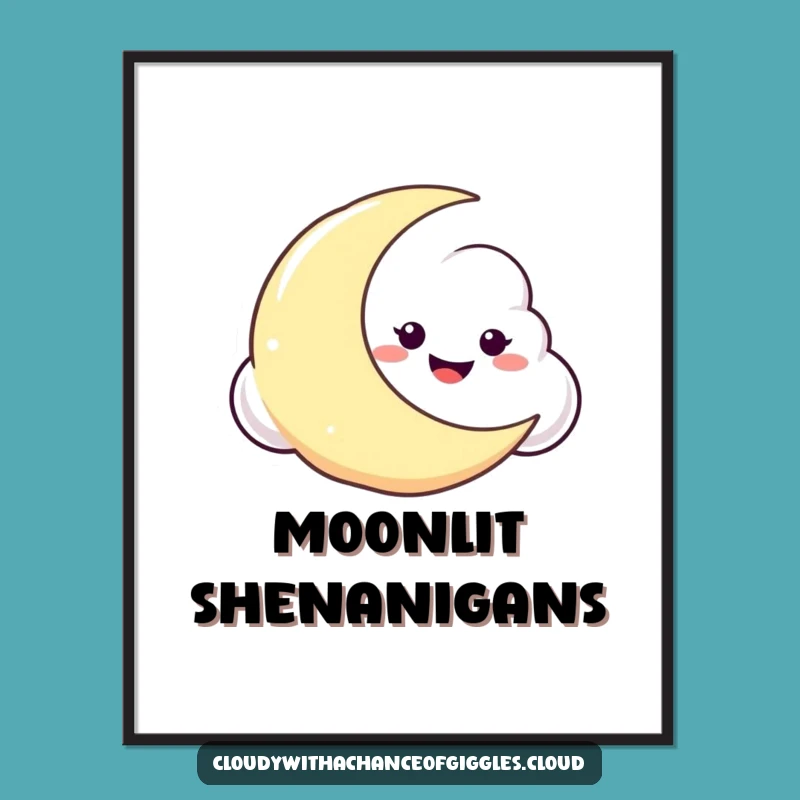 Funny Cloud Moon Poster: Add Celestial Mischief to Your Wall Art