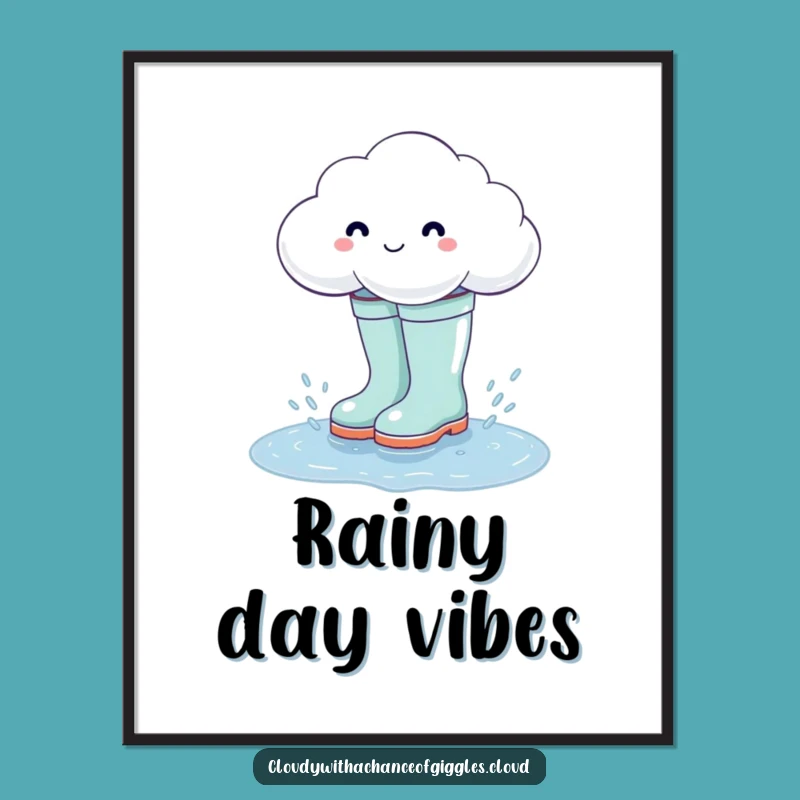Funny Cloud Rain Boots Poster - Whimsical Wall Art for a Cheerful Home!