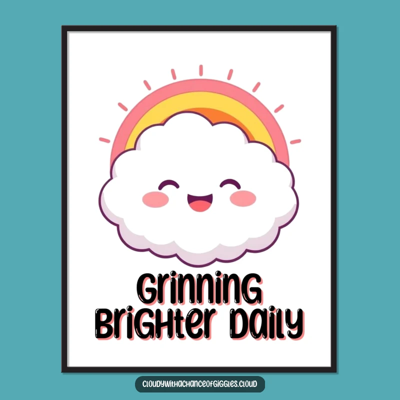 Funny Cloud Rainbow Grin Poster: Brighten Your Walls with Joyful, Bursting Humor