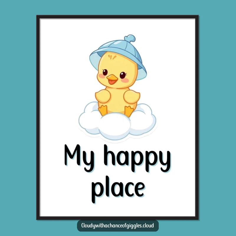 Funny Duckling Cloud Poster: Whimsical Cartoon Wall Art for Cheerful Homes