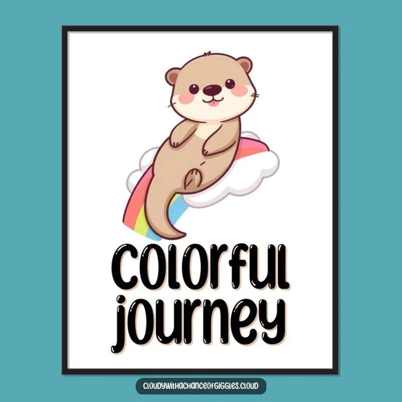 Funny Otter Rainbow Poster: Whimsical Wall Art for Joyful Spaces
