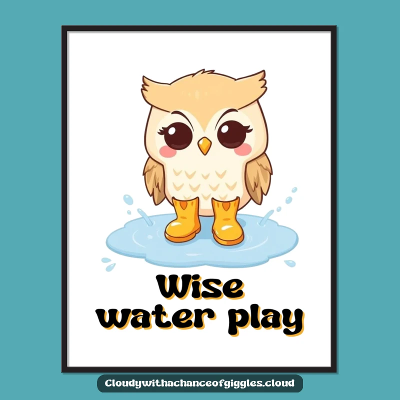 Funny Owl Cloud Splash Poster - Whimsical Wall Art for Cozy Spaces