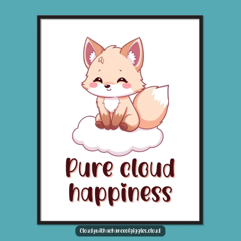Funny Fox Cloud Joy Poster: Whimsical Wall Art & Hilarious Gift Idea
