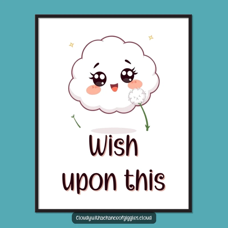 Funny Cloud Dandelion Poster: Delightful Whimsy for Your Wall Decor