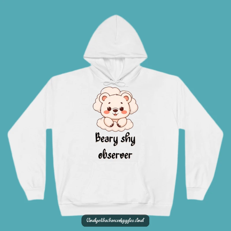Funny Bear Cub Cloud Peek Hoodie - Cozy Cuteness & Fun!