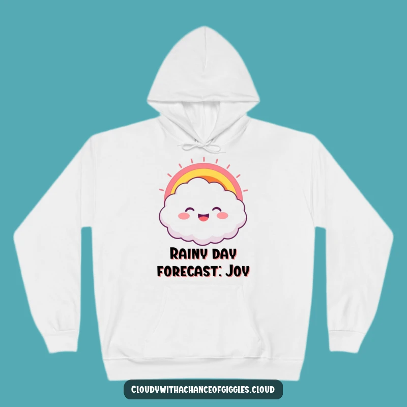 Cozy Funny Cloud Rainbow Grin Hoodie: Snuggle Up with Bursting Joyful Humor