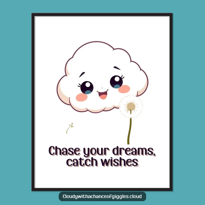 Free Printable Wall Art: Excited Cloud Chasing Dandelion Seed Dream