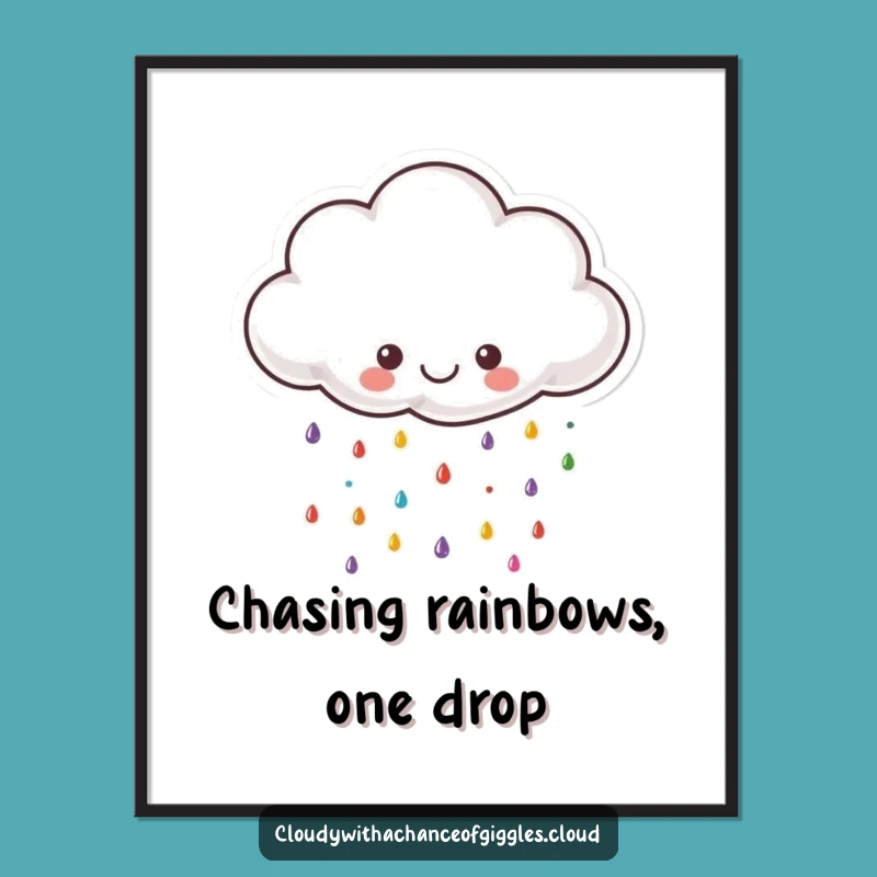 Free Printable Wall Art: Happy Cloud Raining Colors for a Cheerful Space