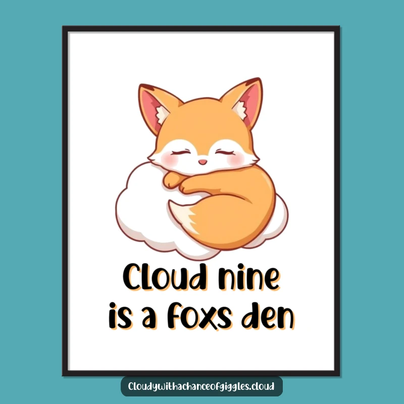 Free Printable Wall Art: Sleepy Fox on Cloud, Serene Downloadable Art for Home