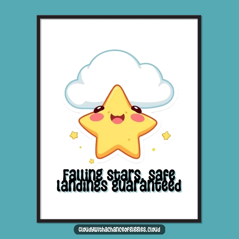 Free Printable Wall Art: Falling Star Safe Landing Art - Downloadable Whimsical Decor!