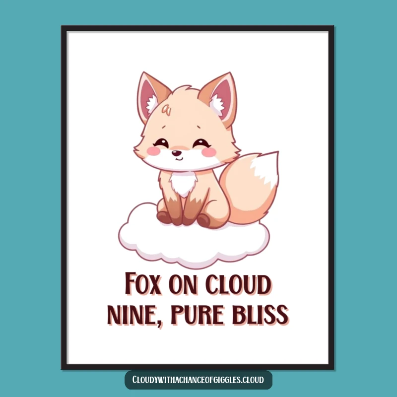 Free Printable Fox Wall Art: Happy Cloud Fox, Funny Downloadable Decor for Cozy Spaces