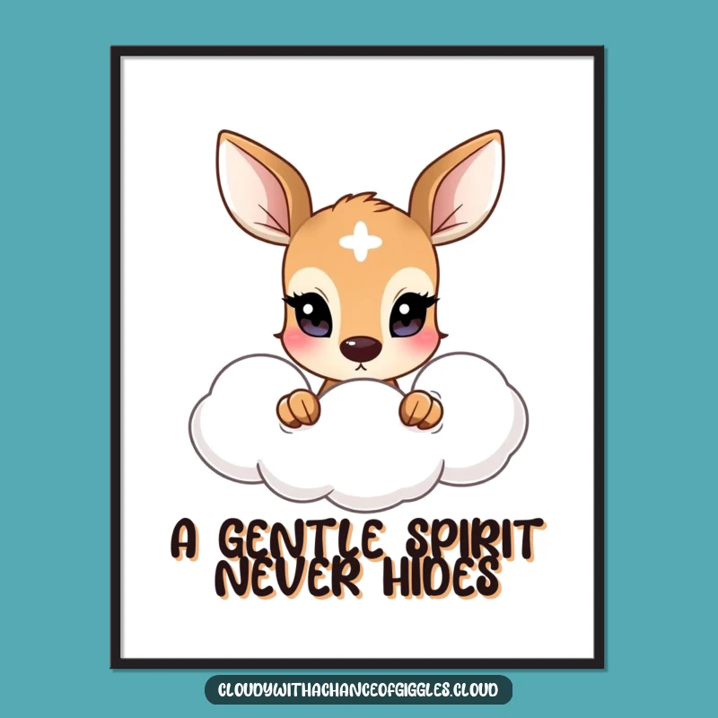 Free Printable Funny Deer Wall Art - Shy Cloud Peek Downloadable Decor