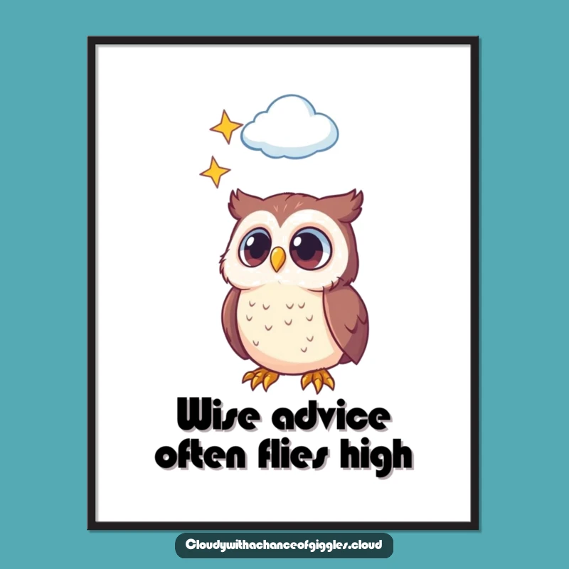 Free Printable Funny Owl Wall Art - Cute Starry Cloud Downloadable Decor