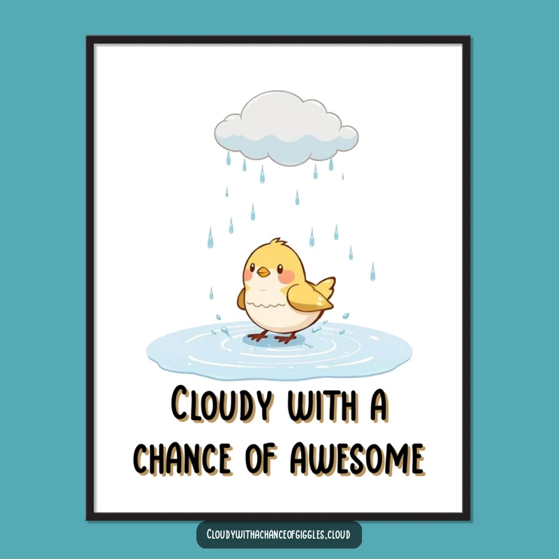 Free Printable Wall Art: Funny Bird Splashing, Whimsical Downloadable Decor