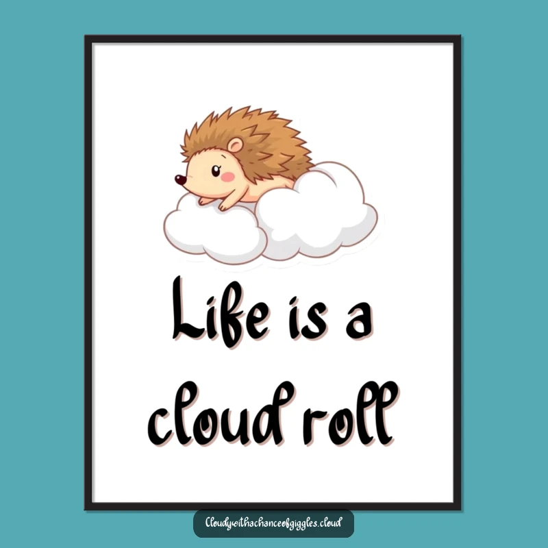 Free Printable Wall Art: Funny Hedgehog Cloud Art, Downloadable Playful Decor, Whimsical & Charming Piece