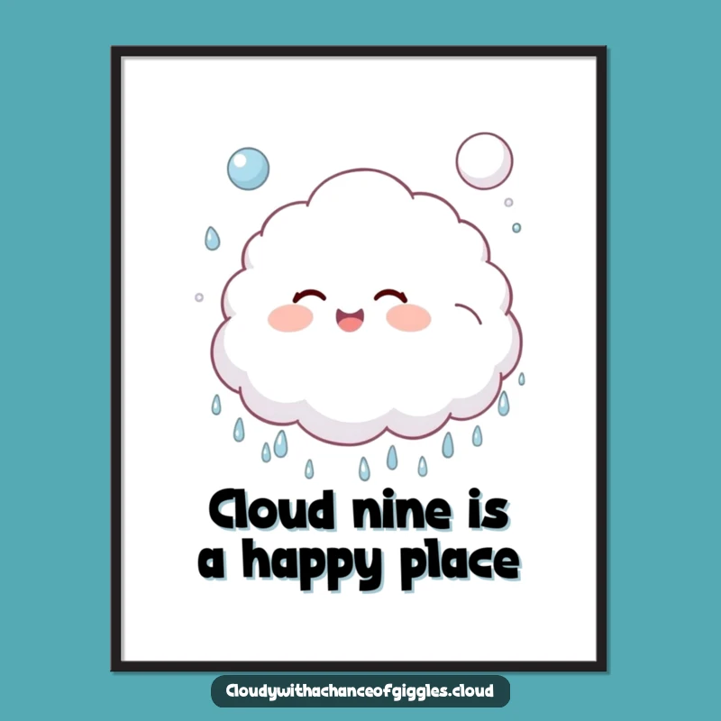 Free Printable Wall Art: Giggling Cloud Child Bouncing Raindrop Fun