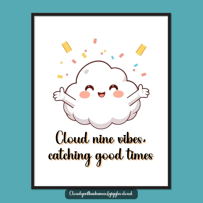 Funny Free Printable Wall Art: Cheerful Cloud Catching Confetti, Whimsical Home Decor Download!