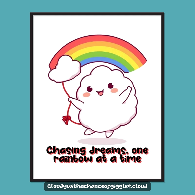 Funny Free Printable Wall Art: Cloud Rainbow Jump Rope Humor Downloadable Art