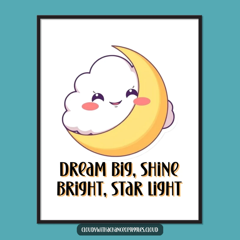 Funny Free Printable Wall Art: Mischievous Moon Cloud Art