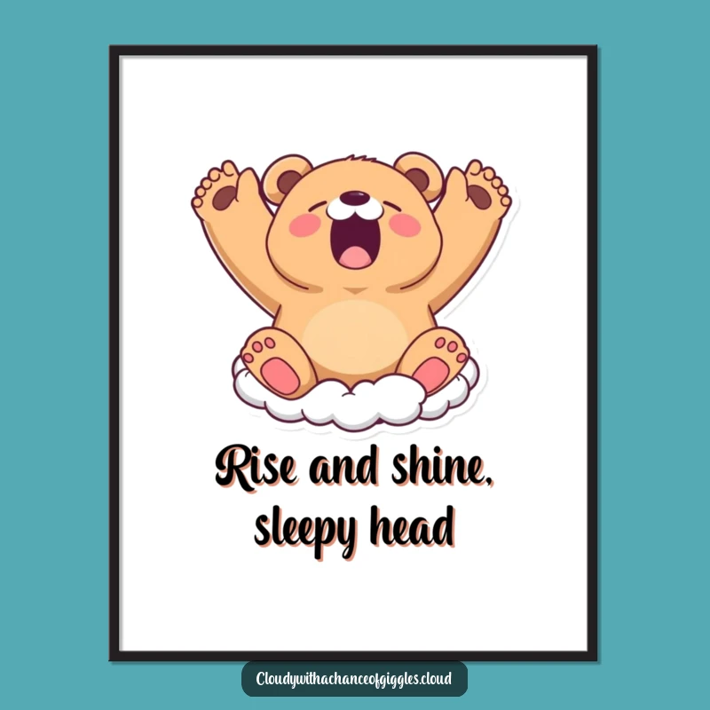 Funny Free Printable Wall Art: Sleepy Bear Cloud Art