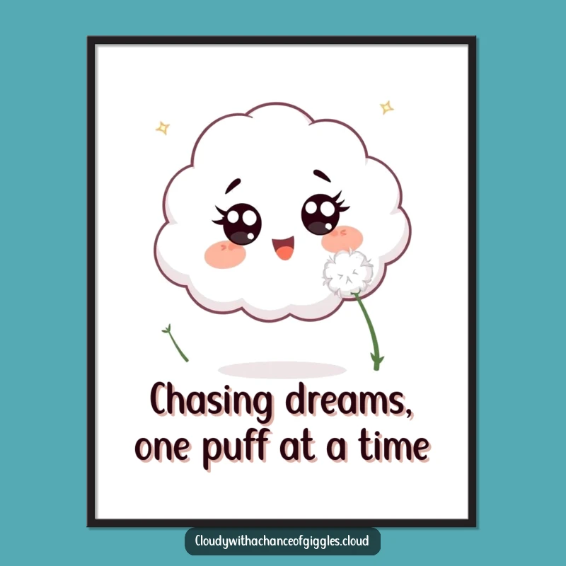 Funny Free Printable Wall Art: Whimsical Cloud & Dandelion, Playful Downloadable Art for Your Home