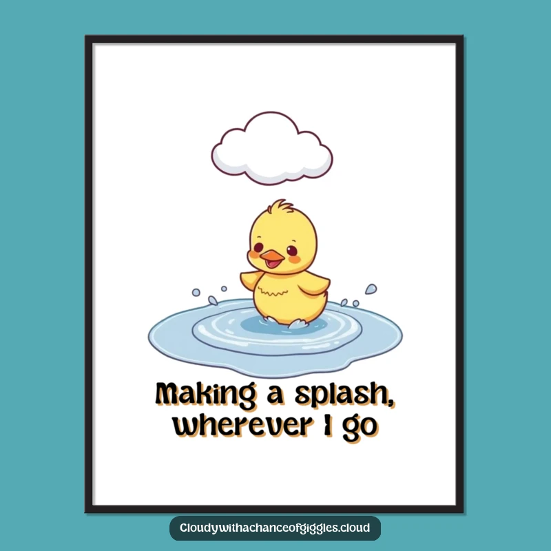 Free Printable Duckling Wall Art: Puddle Splash Joy, Downloadable Whimsical Decor