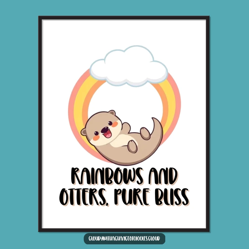 Free Printable Happy Otter Rainbow Art - Cheerful Downloadable Decor for Kids Rooms