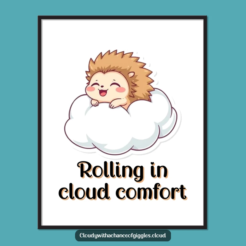 Funny Free Printable Wall Art: Happy Hedgehog Cloud - Cute Downloadable Decor!