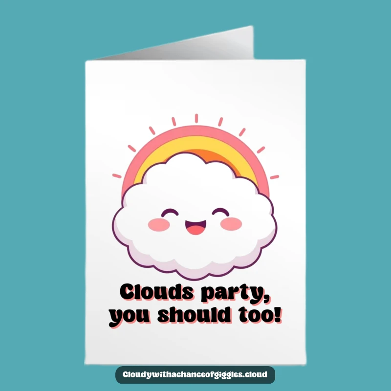 Free Printable Birthday Card: Grinning Cloud Rainbow Fun - Downloadable Laughs!