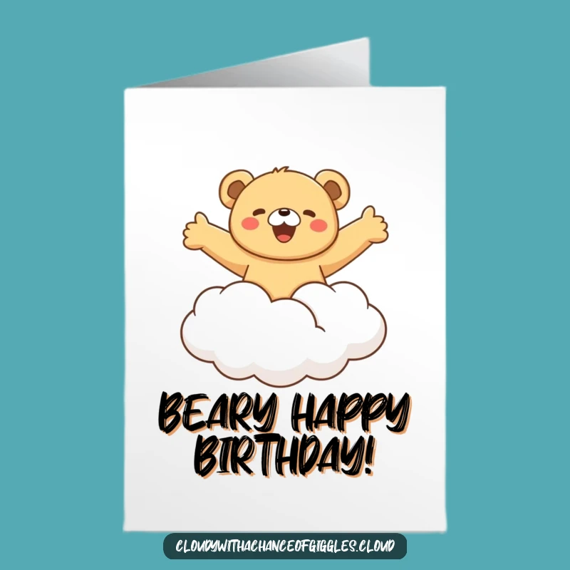 Free Printable Bear Cub Birthday Card: Cloud Ride for a Joyful DIY Gift