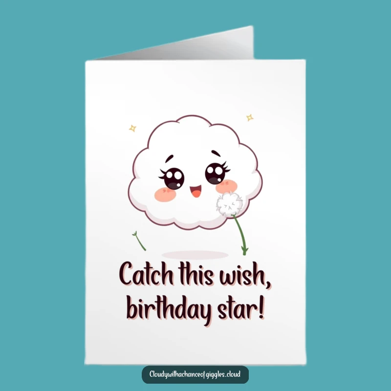 Free Printable Birthday Card: Funny Cloud Chasing Dandelion Seed, Hilarious Downloadable Gift