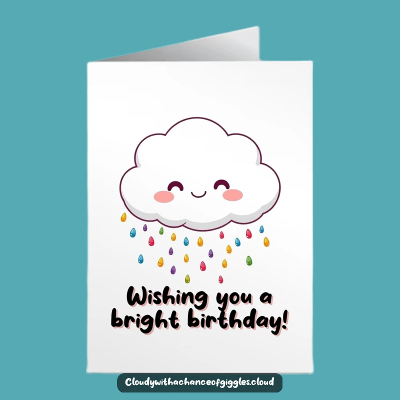 Free Printable Kawaii Cloud Birthday Card - Funny Raindrops Downloadable Gift