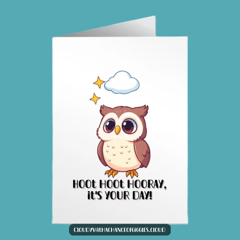 Free Printable Funny Owl Birthday Card - Cute Starry Cloud Downloadable Gift