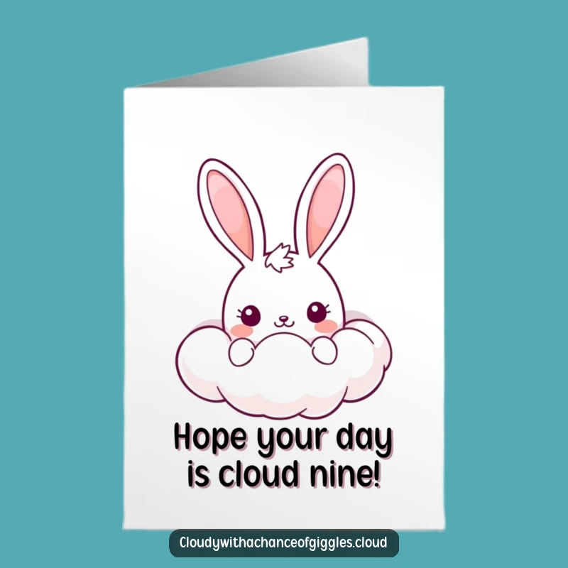 Free Printable Birthday Card: Kawaii Bunny Cloud Fun! A Cute Downloadable Gift.