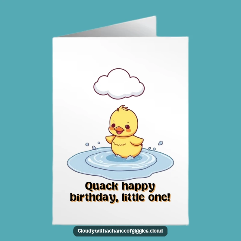 Free Printable Happy Duckling Birthday Card: Puddle Splash, Downloadable Joyful Gift