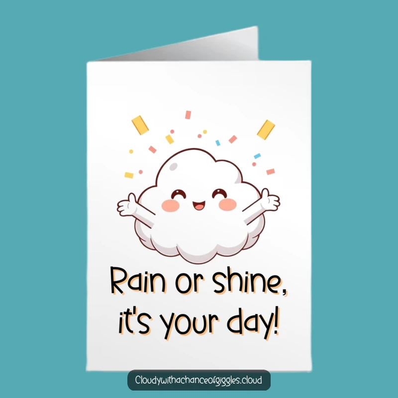 Free Printable Birthday Card: Funny Cloud Catching Confetti, Your Go-To Downloadable Gift!