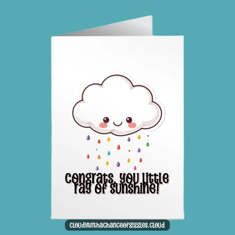 Free Printable Congrats Card: Happy Cloud Raining Colors for Your Success