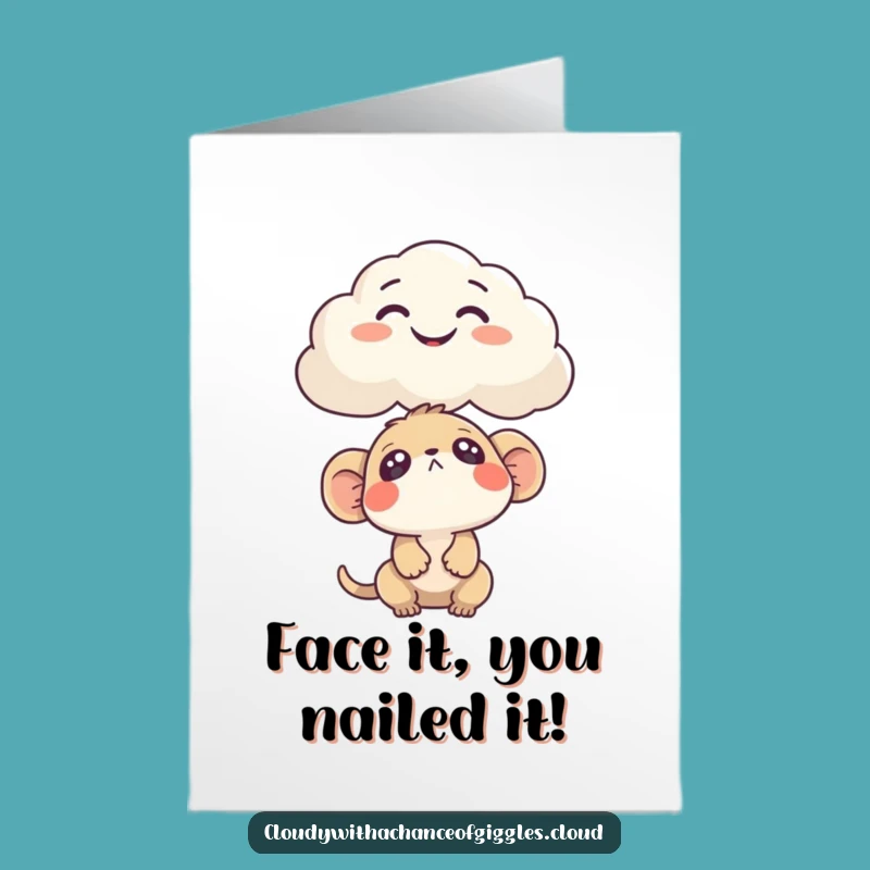 Free Printable Congrats Card: Creature's Funny Cloud Discovery - Humorous Downloadable