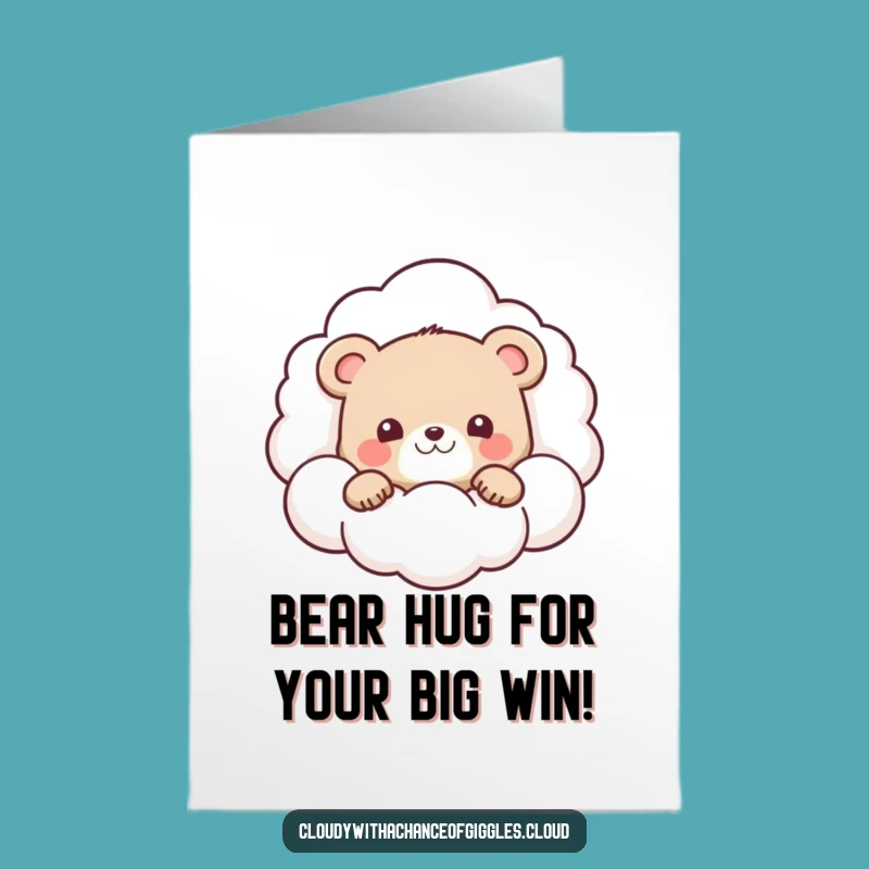 Free Printable Congrats Card: Bear Cub & Cloud for Your Big Win
