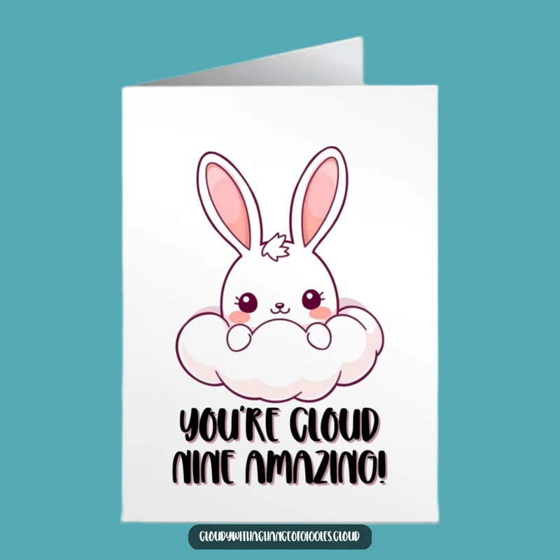 Free Printable Congrats Card: Cute Bunny & Cloud! A Joyful Downloadable Gift.