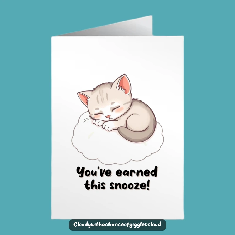 Free Printable Congrats Card: Kitten Cloud Nap! A Relaxing Downloadable Gift.