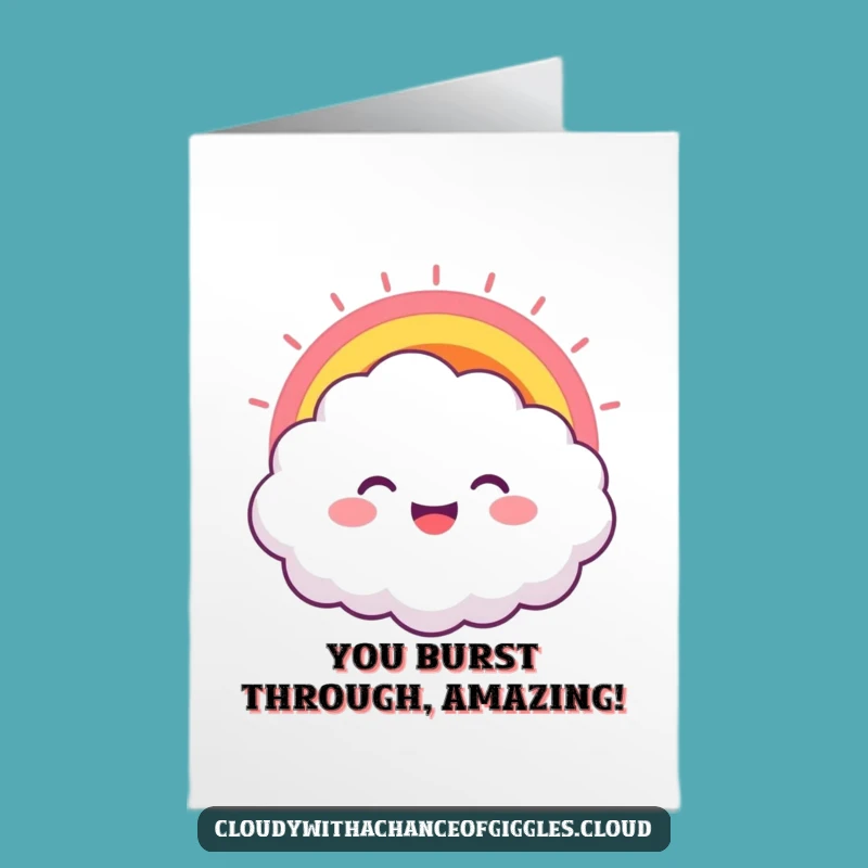 Free Printable Congrats Card: Rainbow Cloud Grin - Joyful Downloadable Achievement Gift!