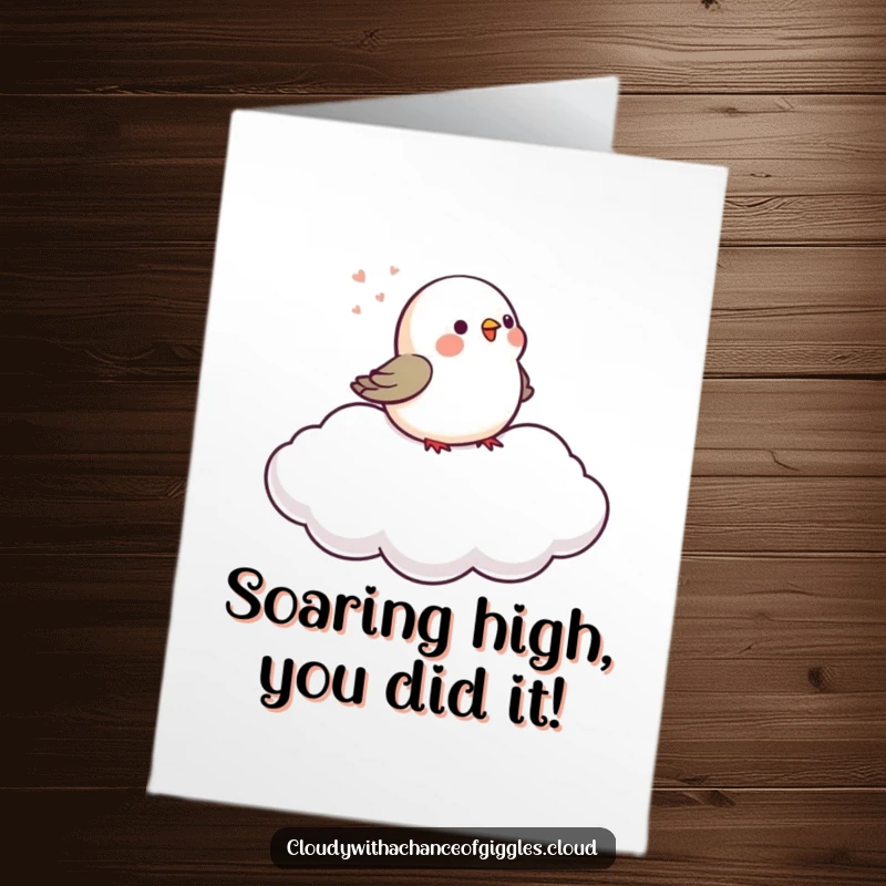 Free Printable Congratulations Card: A small bird sings on a cloud that is serenely floating, conveying congratulations.
